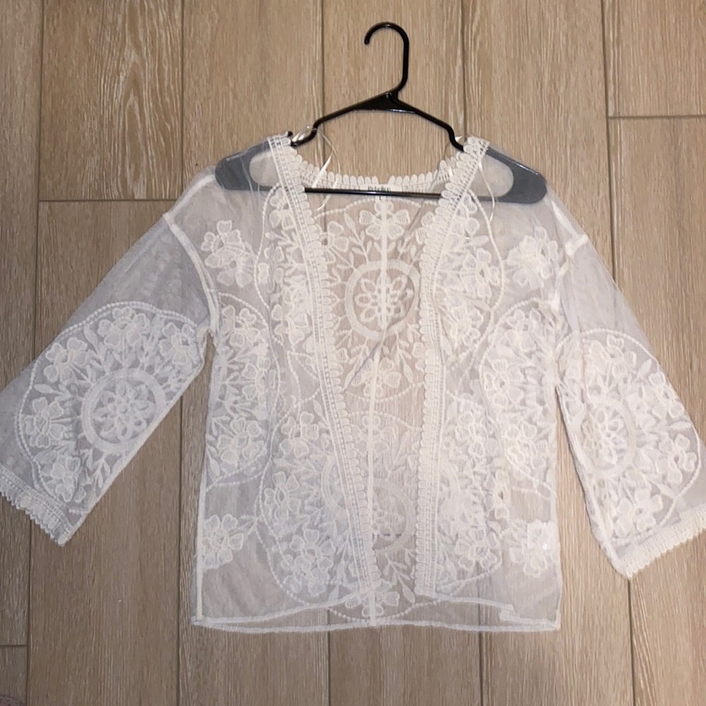 Rebellion: White (See through) Cardigan (L)